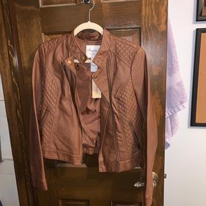 BRAND NEW Brown Faux Leather Jacket